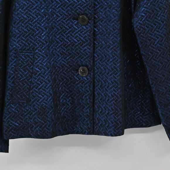 JONES NEW YORK Jacket Womens Sz S Blue Metallic Quilted Herringbone Button Front - Picture 3 of 13